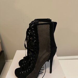 Steve Madden Black Mesh Lace-Up Boots